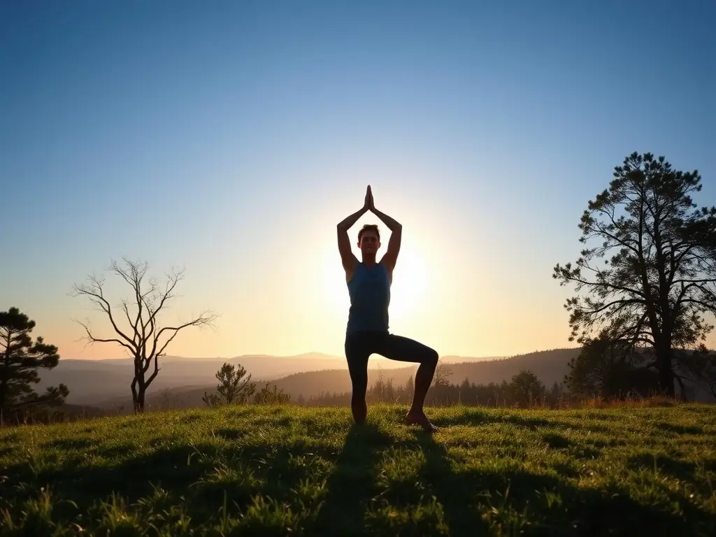 A vibrant image of a person practicing yoga in a tranquil outdoor setting, symbolizing daily wellness practices.